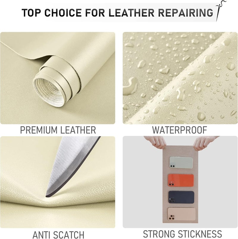 YAFLC Self Adhesive Leather Repair Tape Kit, 4"x 63" Leather Repair Patch for Furniture, Leather Repair Patch for Car seat, Sofas, Couch, Boat Seat Milk White - Image 4
